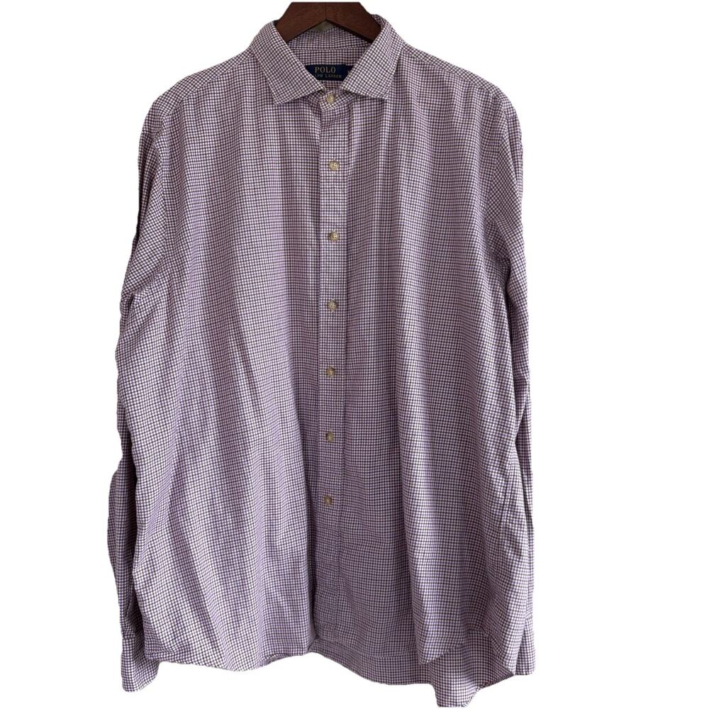 Polo Ralph Lauren Purple Brown White Plaid Button Down Flannel Shirt Men's XXL - Picture 2 of 13